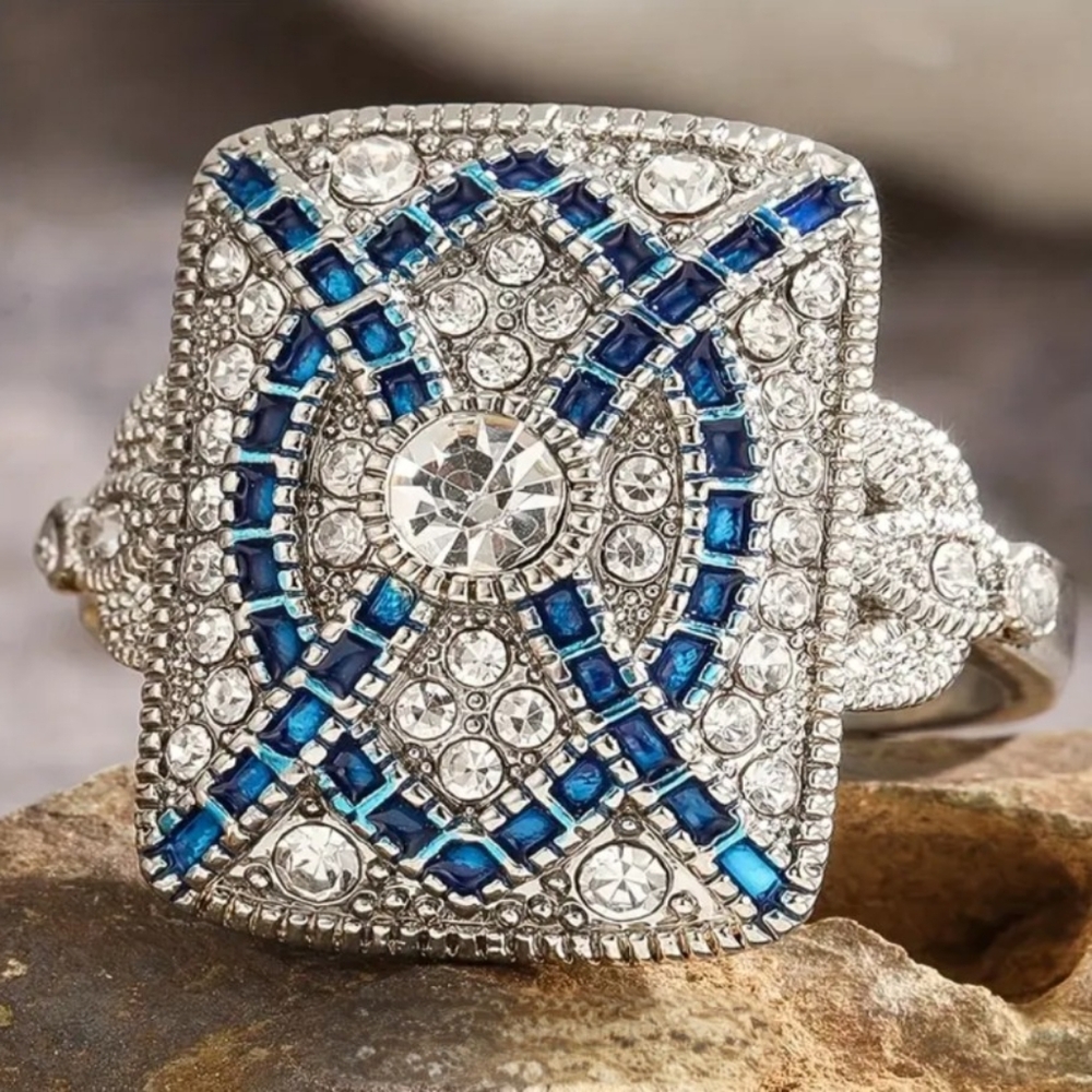 Boho Style Mosiac Glass Ring